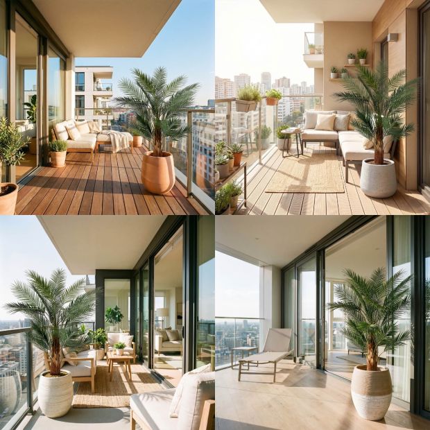 FairyTrees Künstliche Palme für Balkon 160 cm 160 cm